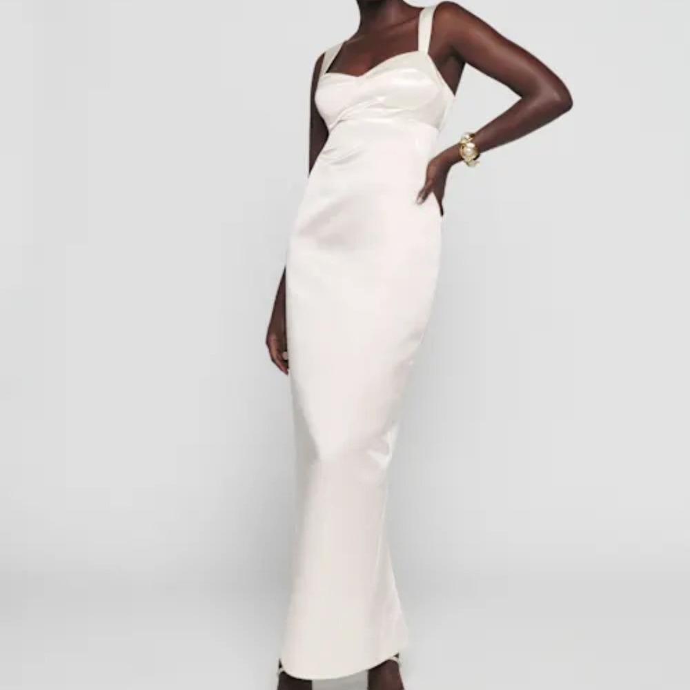 Reformation | NWT Willy Satin Sweetheart Maxi Dress in Ivory White‎ Size 4